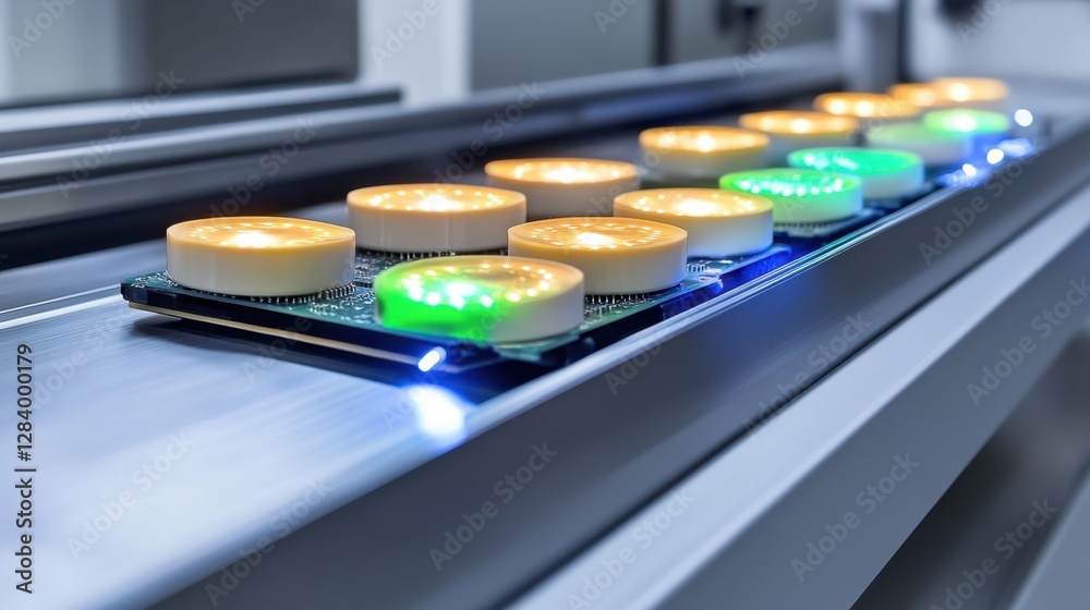 Poster circuit board diagnostics with led indicators flashing, identifying faults in automated machinery