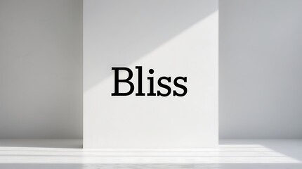 Minimalist wall featuring the word Bliss in a softly lit room
