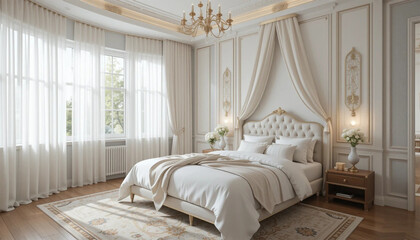 bedroom with bed, Generative Ai