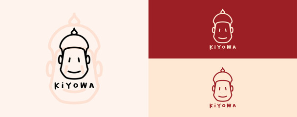 Unique logo design featuring a smiling character with a minimalist style in warm colors and simple lines.
