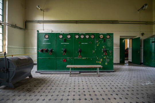 Abandoned Historic Industrial Mine in Silesia with a Unique Colorful Hoisting Machine