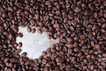 Roasted coffee beans for background