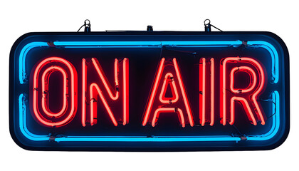 Neon Sign Displaying 'ON AIR' on a Transparent Background