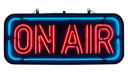 Neon Sign Displaying 'ON AIR' on a Transparent Background