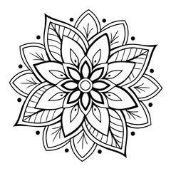 Isolated black mandala in vector. flower line unpainted pattern. Vintage element for coloring pages and design.