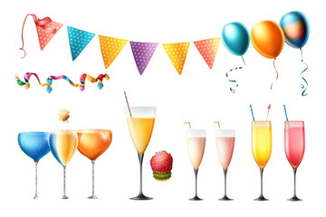 Colorful drinks and celebration decor create festive atmosphere for special events and cheerful gatherings.