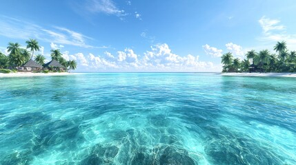 Fototapeta premium Tropical island paradise beach vacation, calm ocean