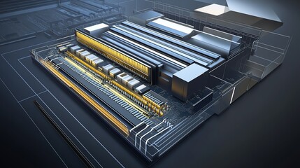 Advanced Computer Chip Architecture: A 3D Render of a Next-Generation Microprocessor