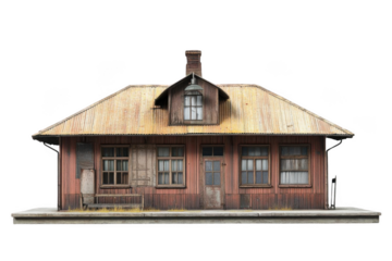 Abandoned Train Station Stands Deserted on a Quiet Platform with Rustic Charm, Forgotten Beauty.