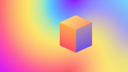 Fototapeta premium a colorful 3D cube arrangement, with a smooth gradient transition starting from deep blue on the left, moving through cyan and yellow in the center.
