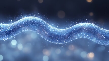 Abstract Blue Smoke or Light Waves on Black Background