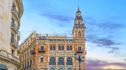 Obraz premium Exterior architecture of the Telefonica building, Seville, Spain