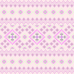 Pastel Geometric Textile Pattern, Soft Pink and Gray Woven Design, Traditional Geometric Fabric Texture, Delicate Ethnic Pattern with Diamond Motifs, Repeating Pastel Woven Background