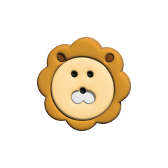 Obraz premium A charming and playful button-style illustration of a lion's face with a soft, rounded design.