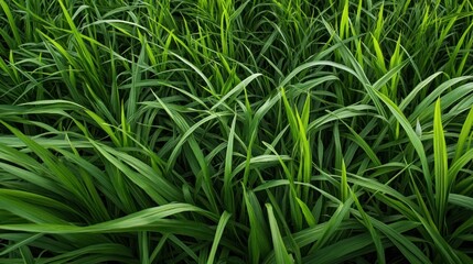 Fototapeta premium This vibrant grass lawn features a rich texture and a lush green appearance captured from a top view. The scene offers ample copy space for various design or creative uses