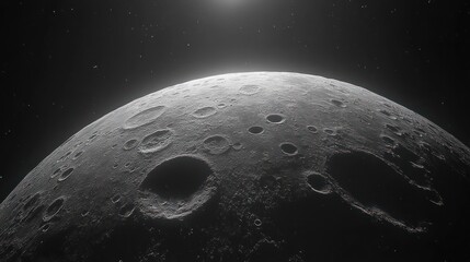 Moon surface in space, craters, celestial body, night sky