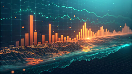 Representation of data analytics,Automobile stock market, data driven insights emerging from a sea, Business woman thinking and charts on board