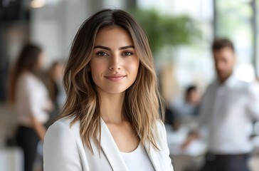 Naklejka premium Head shot portrait of middle-aged businesslady dressed in casual clothes,executive manager,CEO,Confident businesswoman, Profile picture of middle-aged female.suit smiling looking at camera 