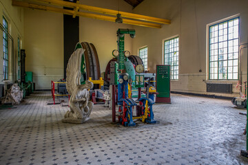 Abandoned Historic Industrial Mine in Silesia with a Unique Colorful Hoisting Machine