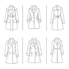 Various Coat Designs &ndash; Fashion Illustration in Sketch Style