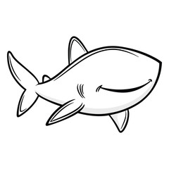 Obraz premium Minimalist Shark Illustration – Black and White Marine Sketch