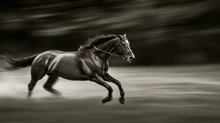 Majestic horse galloping through a golden field under a dramatic sky