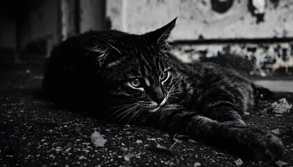 Black Cat in Urban Setting