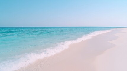 Obraz premium Waves crashing on pristine white sand beach tropical paradise aerial view coastal serenity