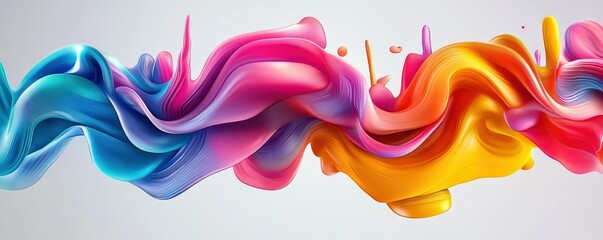 Colorful abstract swirl of vibrant paint strokes on light background in dynamic motion