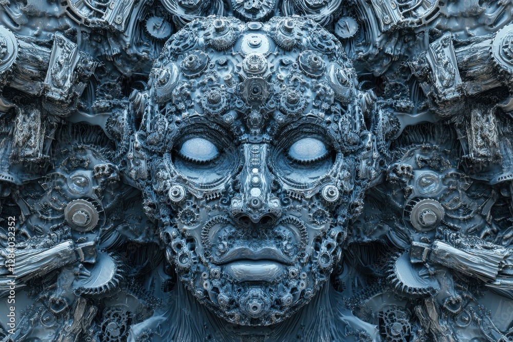 Leinwandbilder human head contour filled with interlocking gears showcasing artificial intelligence mechanisms in i
