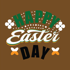 Creative Happy Easter Day Vector Image with Bold Typography and Decorative Flowers for Digital and Print Easter Promotions