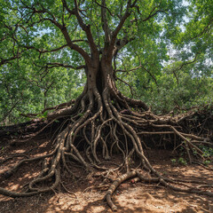 Majestic Giant Tree Exposed Roots