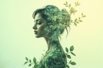 Woman Contemplative Nature Music Fusion