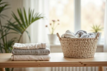 Neatly Folded Towels Calming Basket