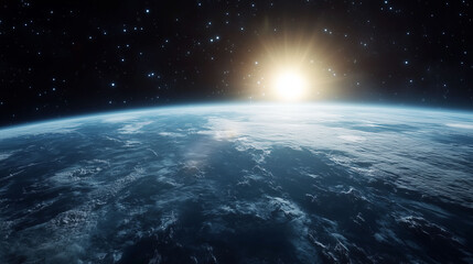 sunrise over Earth globe in space 