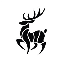 abstract black deer silhouette with artistic modern design on white background