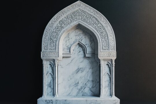 A Detailed Carved White Marble Archway with Intricate Designs