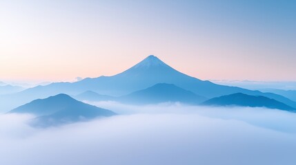 Naklejka premium Breathtaking sunrise over mount fuji japan landscape photography serene atmosphere aerial view nature's beauty