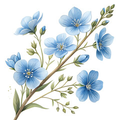 Fototapeta premium branch of blue flower with transparent white background png