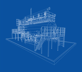 Industrial tank with valves. Vector rendered of 3d