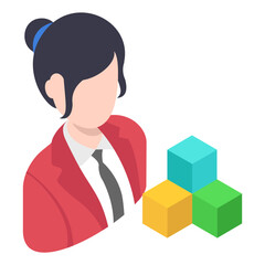 System Engineer isometric Concept, Project Manager Vector Icon Design, Software and web development symbol, Computer Programming and Coding stock illustration