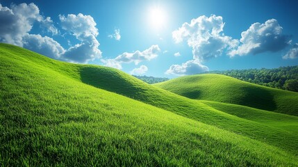 Obraz premium Breathtaking landscape views rolling green hills nature photography sunny day vibrant environment scenic beauty