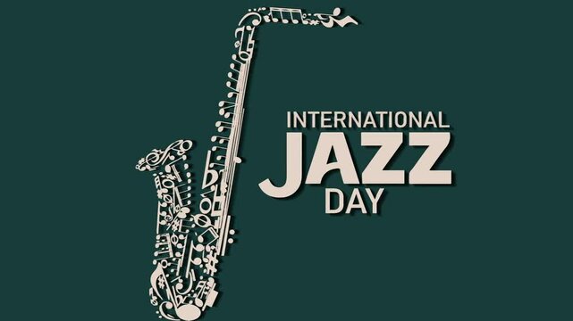  International Jazz Day banner of music band instruments.