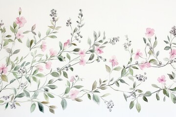Delicate pink flowers watercolor painting, wall art