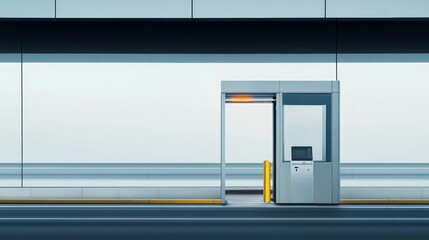 Toll booth on a highway with a passenger car passing. Featuring efficient toll systems and convenience