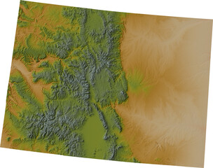 Colored Terrain Map of Colorado, United States