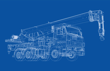 Car crane. Vector rendering of 3d