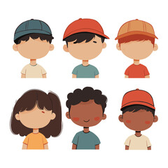 Diverse Kids Avatar Set – Cute Hand-Drawn Character Icons