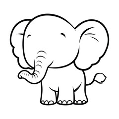 Obraz premium Minimalist Elephant Drawing – Cute Hand-Drawn Animal Sketch