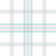 Seamless pastel tartan pattern with light pink and turquoise stripes on a white background. Perfect for fabric design, digital backgrounds, wedding invitations, and scrapbooking.